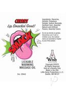 Smack Lickable Massage Oil 2oz - Cherry